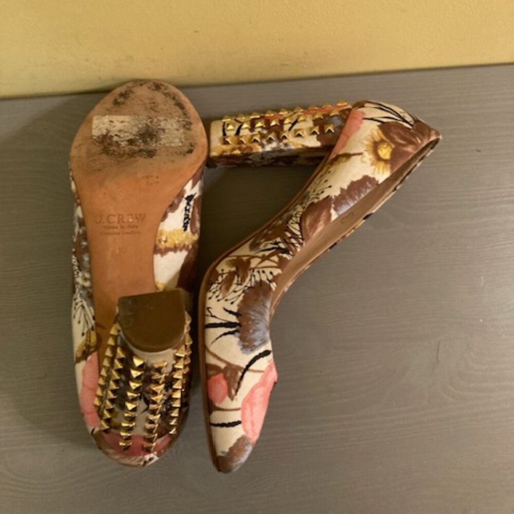 Vintage JCrew block heel flower print pumps, size 9.5 - Picture 3 of 3